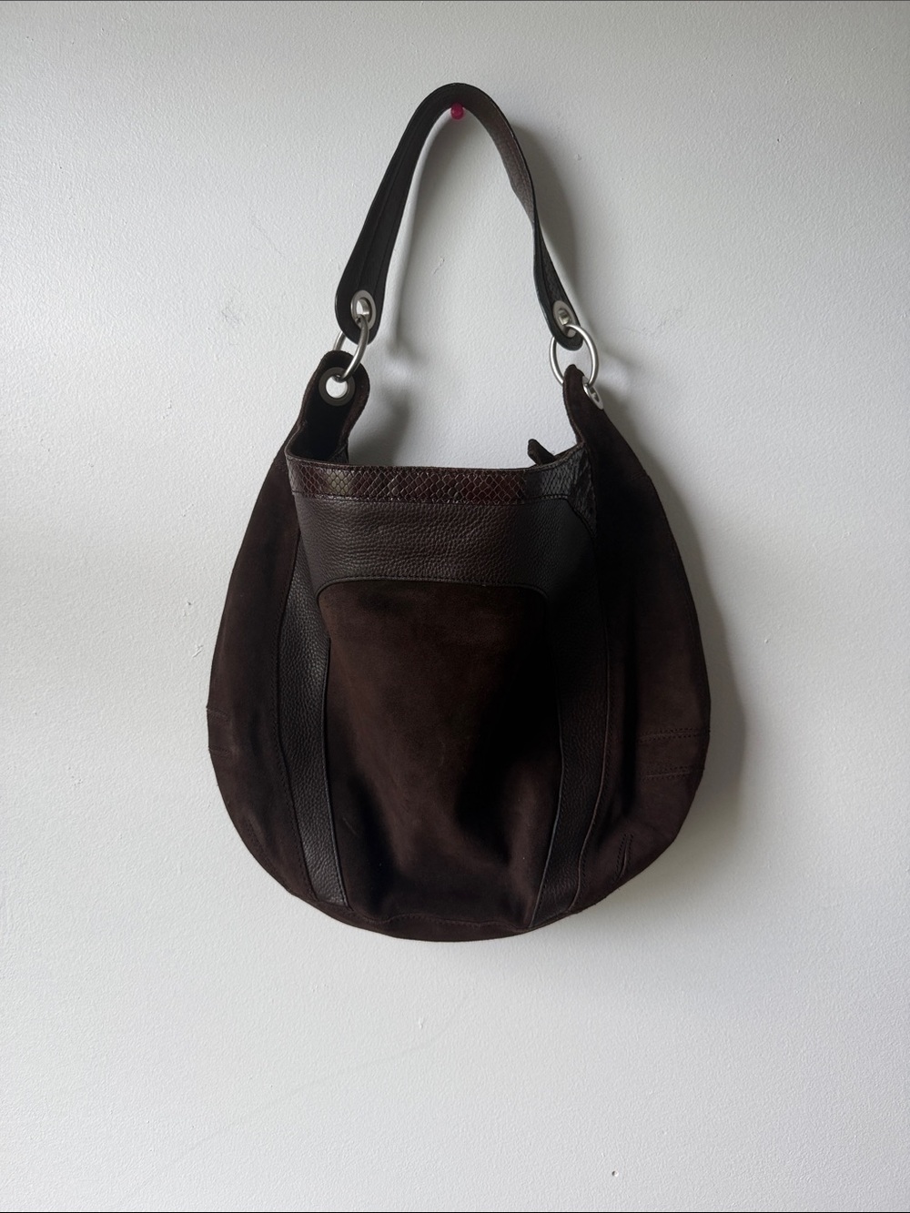 Banana Republic Dark Brown Suede & Leather Shoulder Bag